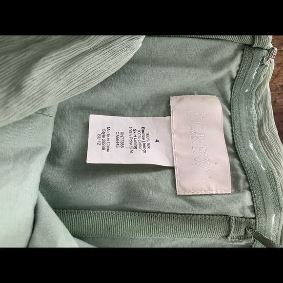 J. Crew raw silk mint green strapless dress sz 4. - Picture 3 of 4